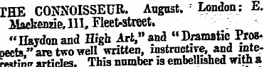 IHE CONNOISSEUR. August. : London: E. Ma...