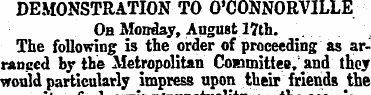 DEMONSTRATION TO O'CONNORVILLE Oa Monday...