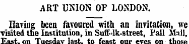 ART UNION OF LONDON. Having been faroure...