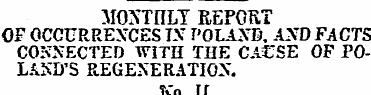 MONTITLT REPORT OF OCCURRENCES IN POLAND...