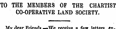 TO THE MEMBERS OF THE CHARTIST CO-OPERAT...