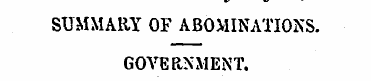 SUMMARY OF ABOMINATIONS. GOVERNMENT. By ...