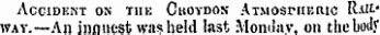 ACCIDKKT ON TIIK CkOTDOX AtMOSFIIGRIC RUNWAY.—All innnest was held last Monday, on thebml?