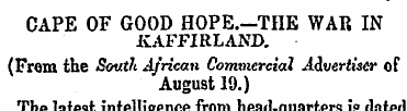 CAPE OF GOOD HOPE.-THE WAR IN KAFF I R L...