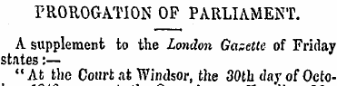 PROROGATION OF PARLIAMENT. A supplement ...