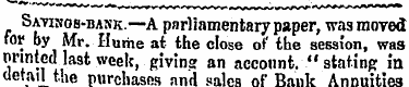 Savinos-bank.—A parliamentary paper, was...