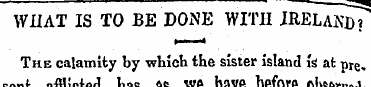 WHAT IS TO BE DONE WITH IRELAND ? The ca...