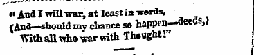«• And I will war, at least in words, (A...