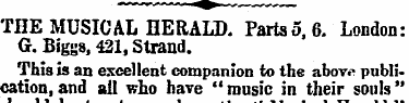 THE MUSICAL HERALD. Parts 5, 6. London: ...