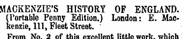 MACKENZIE'S HISTORY OF ENGLAND. (Portabl...
