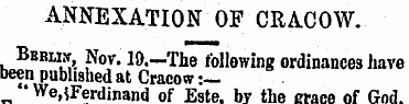 ANNEXATION OF CRACOW. Behu-v Nov. 1D.—Th...