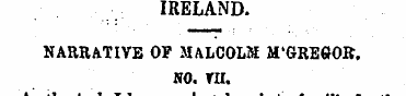 IRELAND. NARRATIVE OP MALCOLM M'GREGOR, ...
