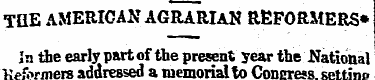 THE AMERICAN AGRARIAN REFORMERS* in the ...