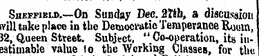Sheffield..—On Sunday Dec. 2tth, a discu...