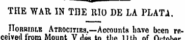 THE WAR IN THE RIO DE LA PLATA. IIoRRini...