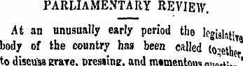 PARLIAMENTARY REVIEW . At an unusually e...