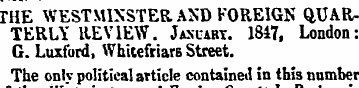 THE WESTMINSTER ASD FOREIGN QUARTERLY RE...