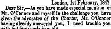 London, lst February, 1847. Dear Sir,—As...