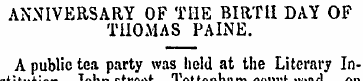 ANNIVERSARY OF THE BIRTH DAY OF THOMAS P...