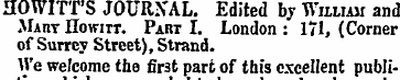 HOWITT'S JOURNAL. Edited by William and ...