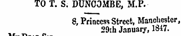 TOT. S. DUNCOMBE , M.P. 8, Princess Stre...