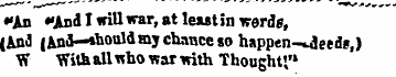 •An "And I will war, at least in werdg, ...