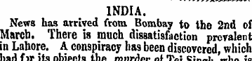 INDIA. News has arrived from Bombay to t...