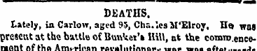 DEATHS. tately, in Carlow, aged 95, Cha....