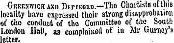 Greenwich axd DurrKOitD.—Thc Chartists o...