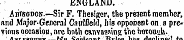 ENGLAND. Abinodon.—Sir F. Thesiger, the ...