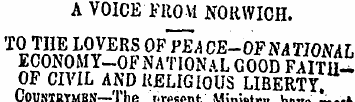 A VOICE FROM NORWICH. TO THE LOVERS OFpI...