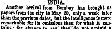 INDIA. Another arrival from Bombay has b...