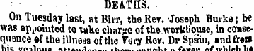 DEATHS. On Tuesday last, at Birr, the Re...