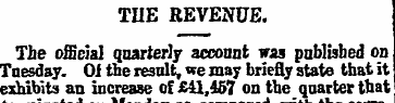 THE REVENUE. The official quarterly acco...