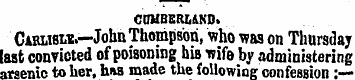 CUMBERLAND. Cabmsw.—John Thompson, who w...