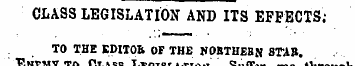 ChASS LEGISLATION AND ITS EFFECTS; TO TH...