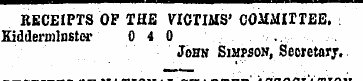 RECEIPTS OF THE VICTIMS' COMMITTEE. : Ki...