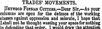 TRADES' MOVEMENTS. Hbtwood Fustian Cutte...