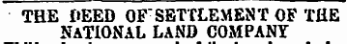 THE DEED OF"SETTLEMENT OF TflE NATIONAL LAND COMPANY