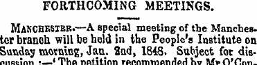 FORTHCOMING MEETINGS. MakCHESIER.—A spec...