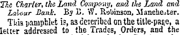 The Charier, the Land Company, and the L...