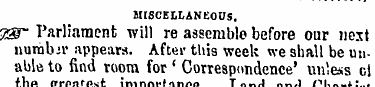 MISCELLANEOUS . 2S~ Parliament will re a...