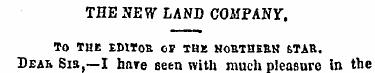 THE NEW LAND COMPANY . TO THE EDITOR OF ...