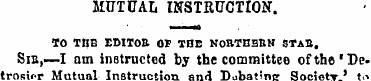 MUTUAL INSTRUCTION. to inn emtob or the ...