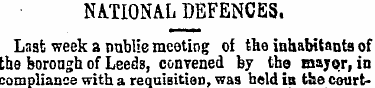 NATIONAL DEFENCES. Last week a nnblie me...