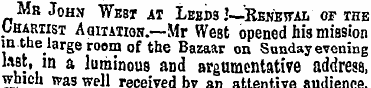Mr John West at Leeds . '—Kekbwal of the...