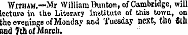 Witham.—Mr William Bunton, of Cambridge,...