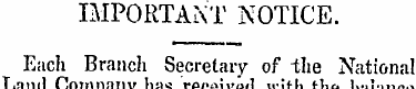IMPORTANT NOTICE. Each Branch Secretary ...