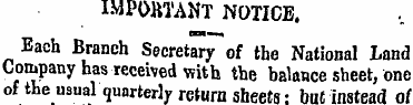 IMPORTANT NOTICE. Each Branch Secretary ...