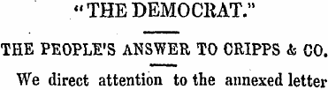 "THEDEMOCKAT." THE PEOPLE'S ANSWER TO CR...